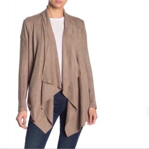 Gray faux suede cardigan